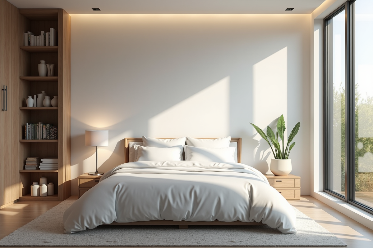 Chambre spacieuse avec lit king en lumière naturelle
