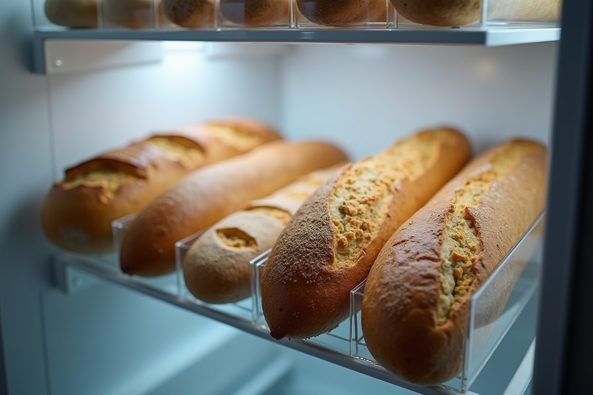 Différents pains dans un réfrigérateur moderne