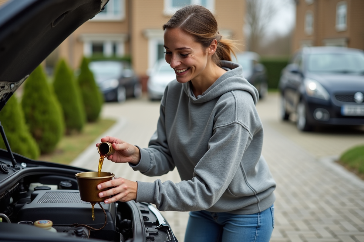Jeune femme verse de l
