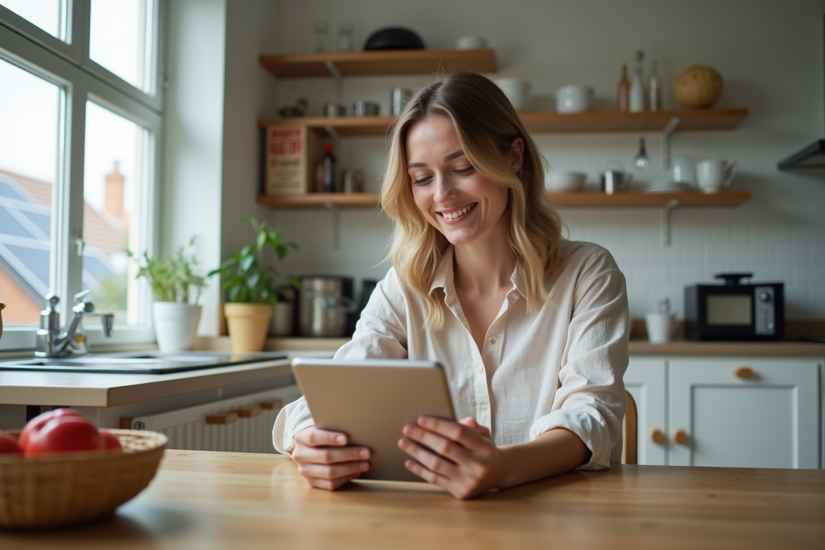 Femme regardant des données d