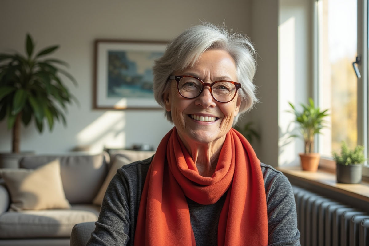 Femme senior élégante dans un salon lumineux