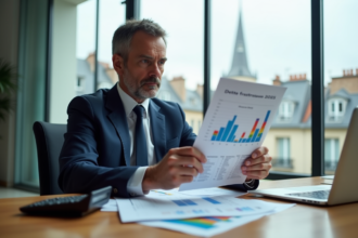 Homme d'affaires français analysant un graphique dette 2025