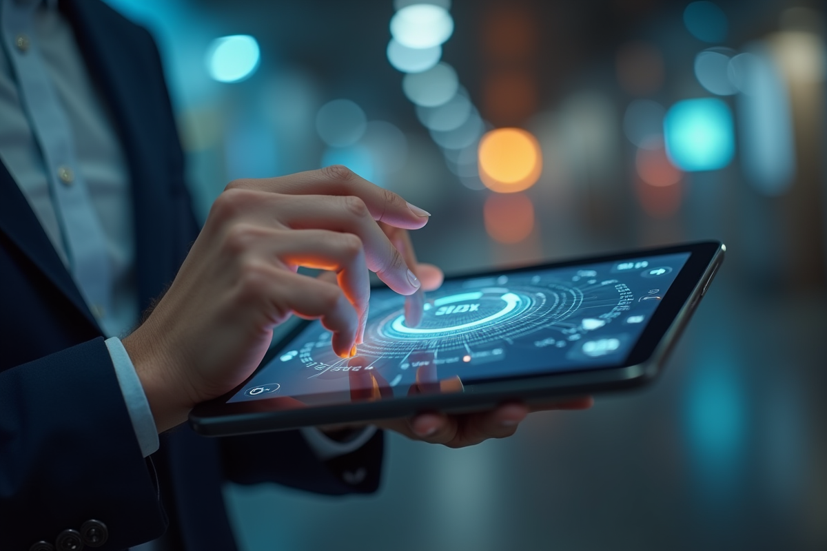 Gros plan sur une tablette numérique avec interface ergonomique