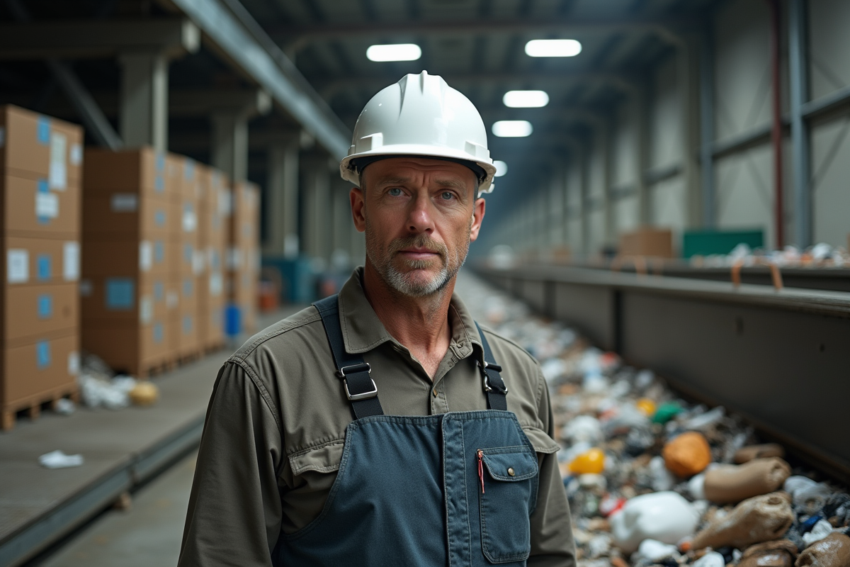 Ouvrier en overalls à côté d
